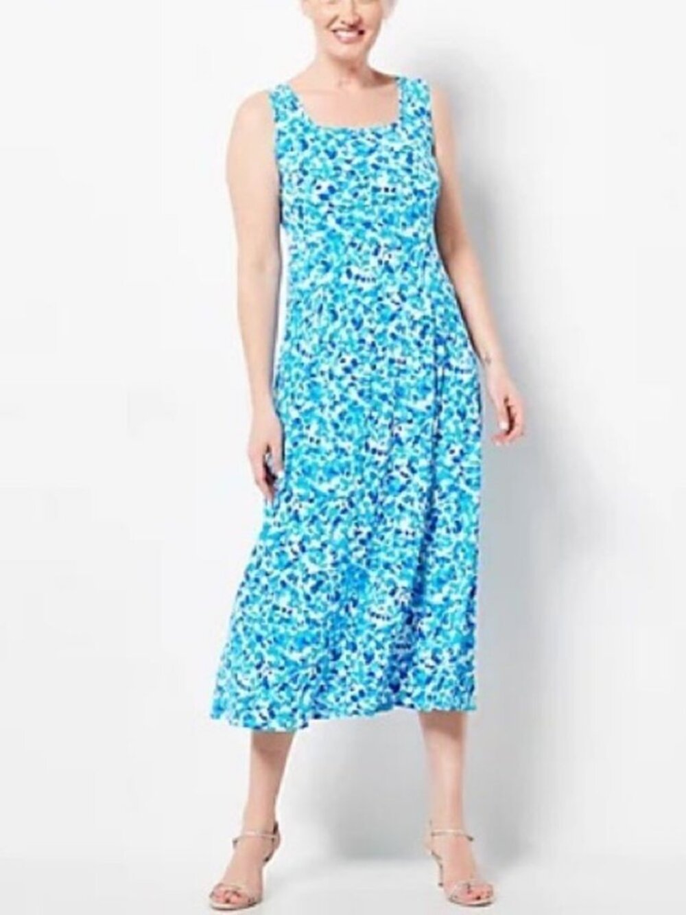 Susan Graver Petite Liquid Knit Sleeveless Midi Dress